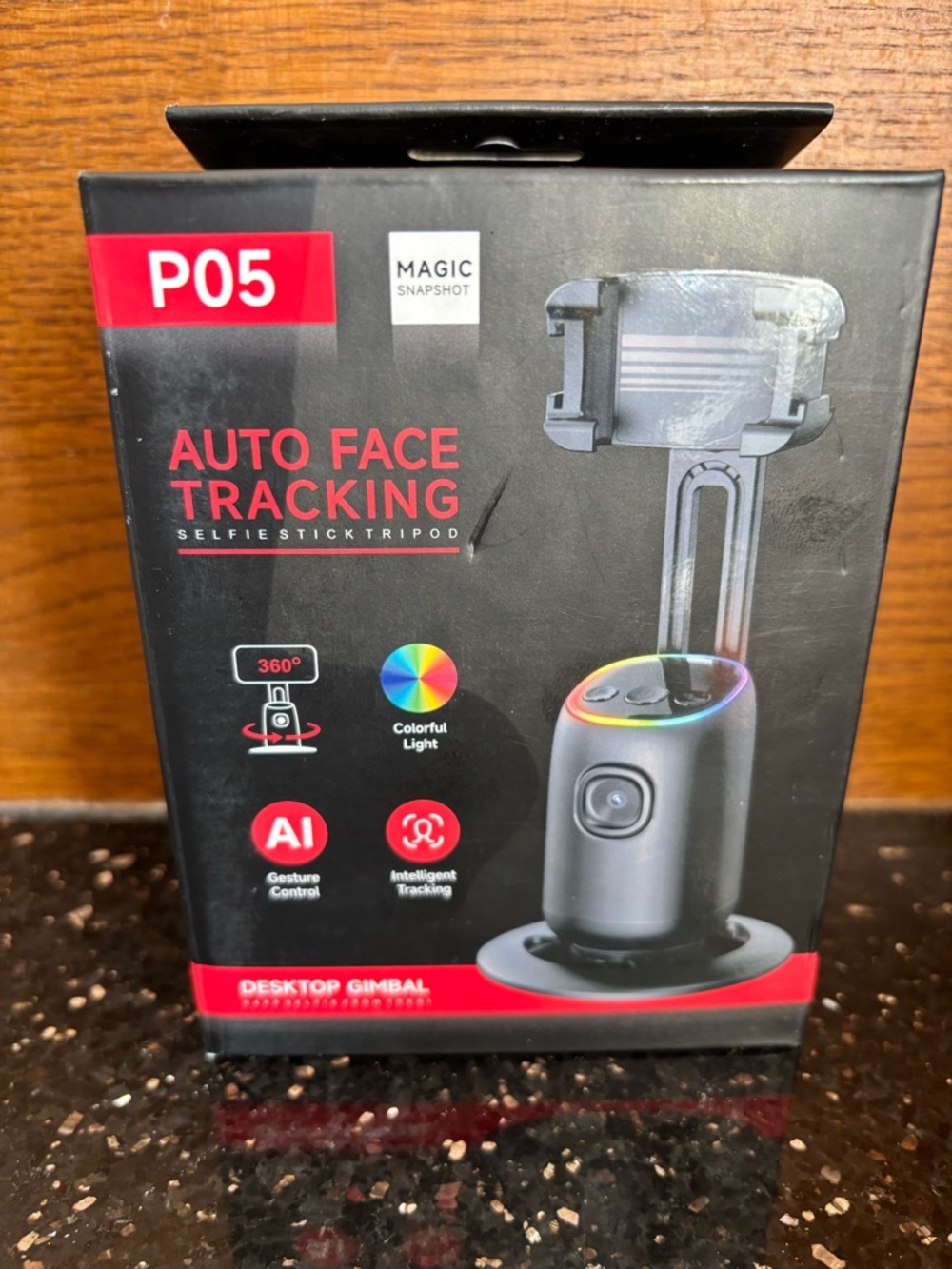 P05 Auto Face Tracking Selfie Stick Tripod - Black